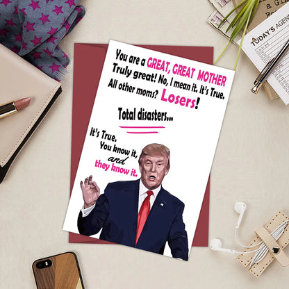 Funny Birthday Card for Mom – Creative Trump Mother’s Day Greetings Card, Thank You & Gift Card for Mom