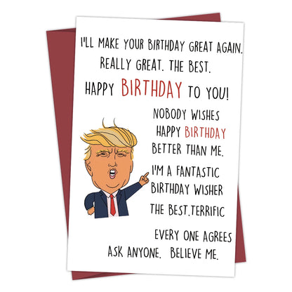 American Trump Hilarious Birthday Card - Creative Greeting Card with Envelope