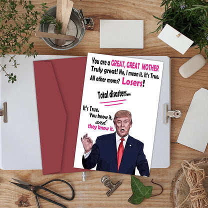 Funny Birthday Card for Mom – Creative Trump Mother’s Day Greetings Card, Thank You & Gift Card for Mom