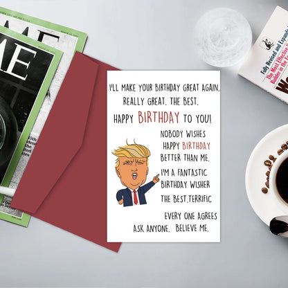 American Trump Hilarious Birthday Card - Creative Greeting Card with Envelope