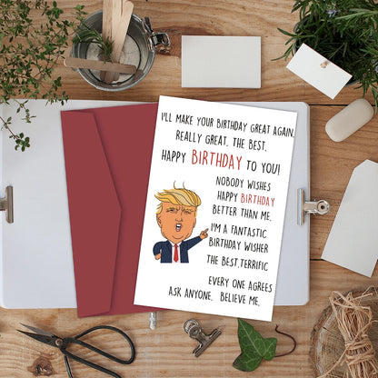 American Trump Hilarious Birthday Card - Creative Greeting Card with Envelope