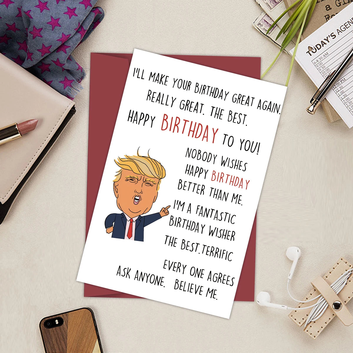 American Trump Hilarious Birthday Card - Creative Greeting Card with Envelope