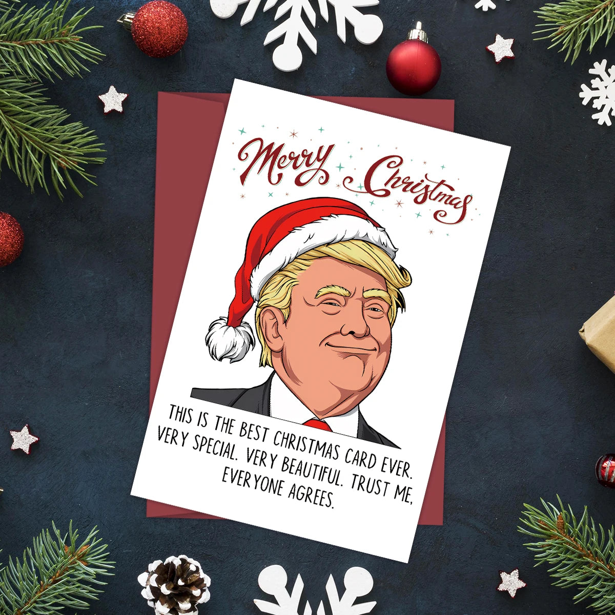 Festive Trump Christmas Card: The Best Christmas Card Ever, Christmas Gift for Family and Friends, Merry Christmas Greeting Card