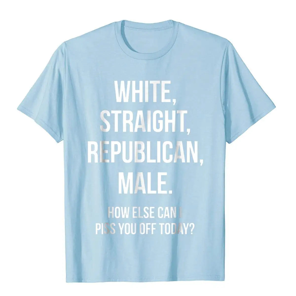 White Straight Republican Male T-Shirt - Funny Printed Republican Tee, 100% Cotton, Men’s Tops