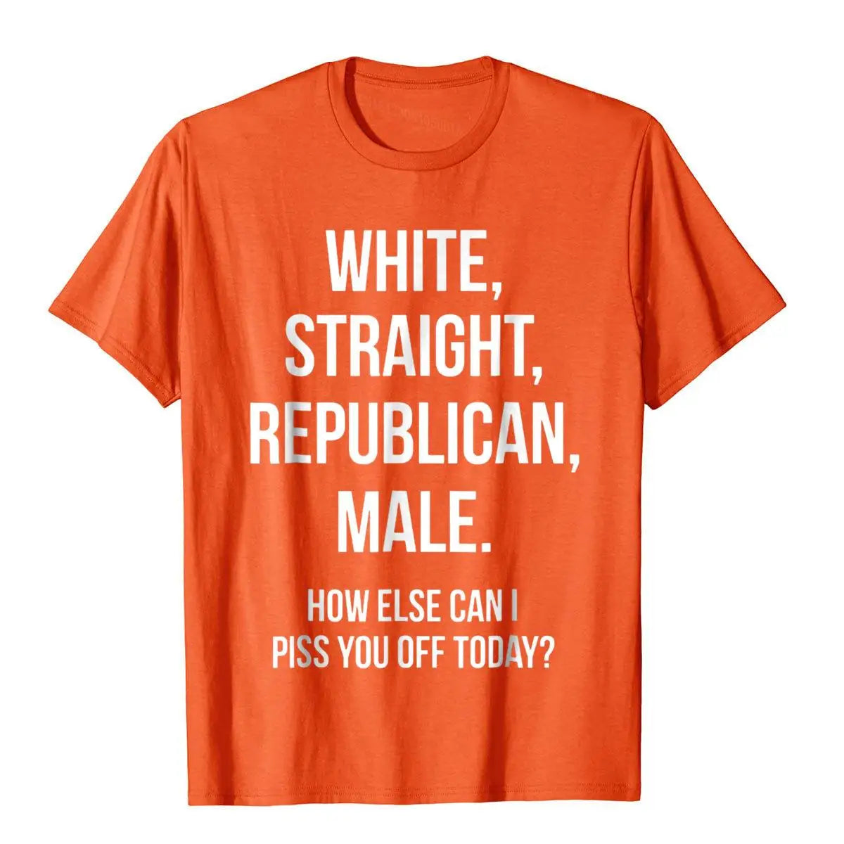 White Straight Republican Male T-Shirt - Funny Printed Republican Tee, 100% Cotton, Men’s Tops