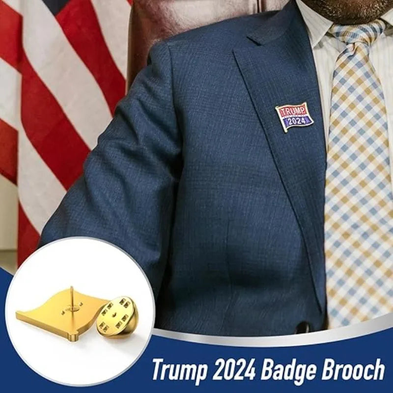 Trump for President 2024 Enamel Lapel Pin – Zinc Alloy, Trendy Brooch Gift for Supporters