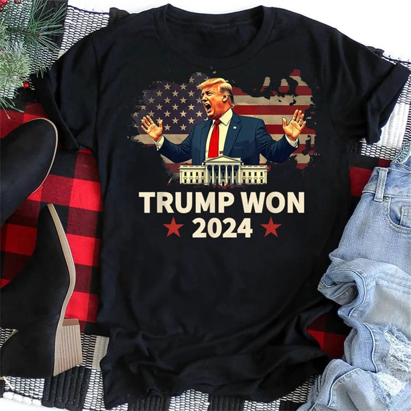 Trump Won 2024 T-shirt - Men & Women Presidential White House 3D Printed Crewneck Oversized Tee