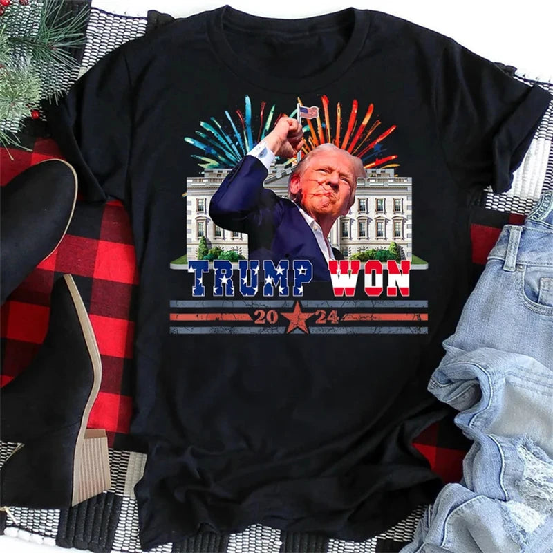 Trump Won 2024 T-shirt - Men & Women Presidential White House 3D Printed Crewneck Oversized Tee