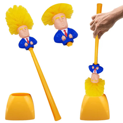 Donald Trump Toilet Cleaning Brush – Funny Trump Bathroom Brush with Holder, Novelty Gift for Bathroom Cleaning