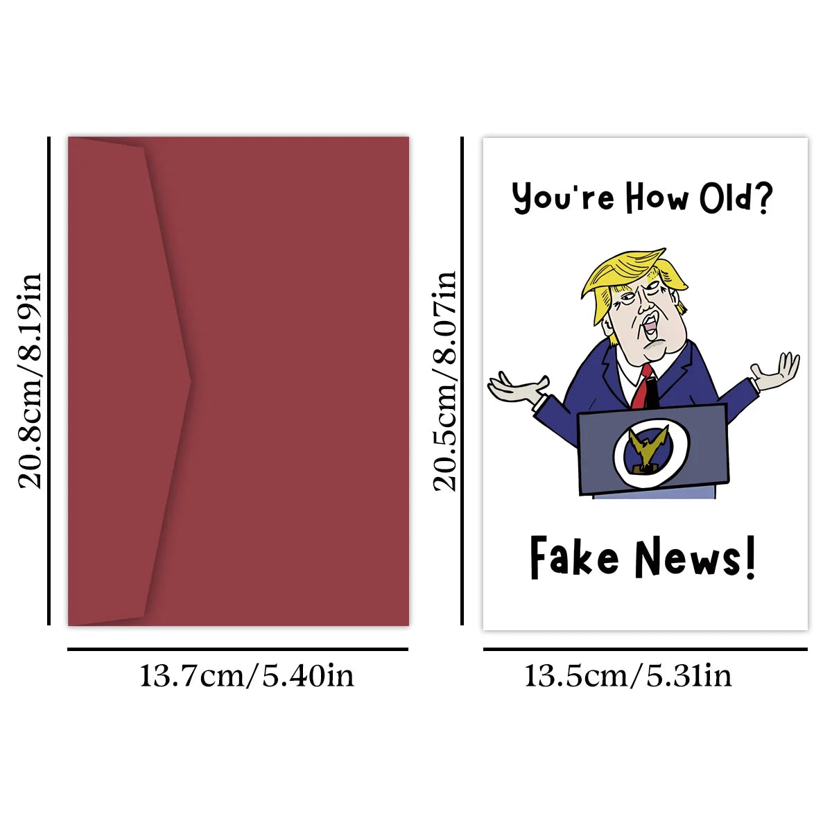 Funny Trump Birthday Card for Older Person – Fake News Sarcastic Getting Old Present, Presidential Theme