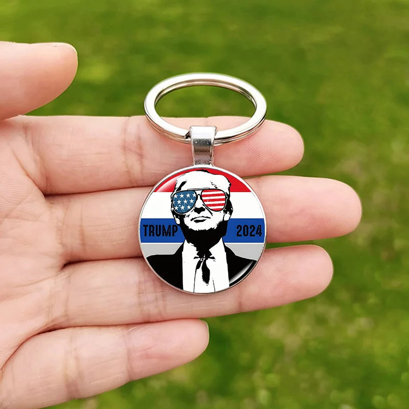 Trump Flag 2024 Keychain - Never Stop Fighting, Make America Great Again Souvenir