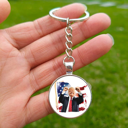 Trump Flag 2024 Keychain - Never Stop Fighting, Make America Great Again Souvenir