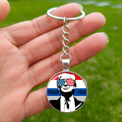 Trump Flag 2024 Keychain - Never Stop Fighting, Make America Great Again Souvenir