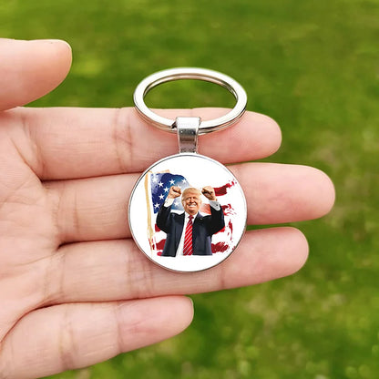 Trump Flag 2024 Keychain - Never Stop Fighting, Make America Great Again Souvenir