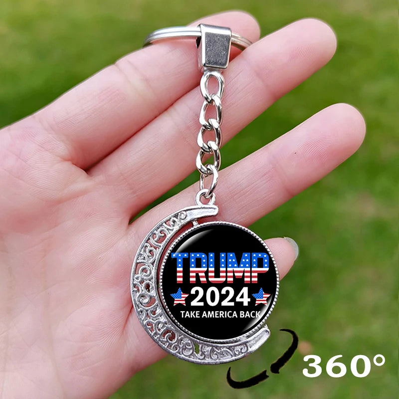 Trump Flag 2024 Keychain - Never Stop Fighting, Make America Great Again Souvenir