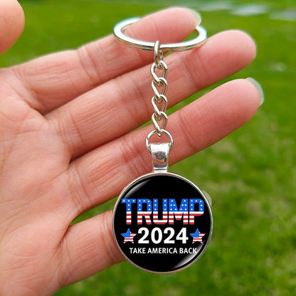 Trump Flag 2024 Keychain - Never Stop Fighting, Make America Great Again Souvenir