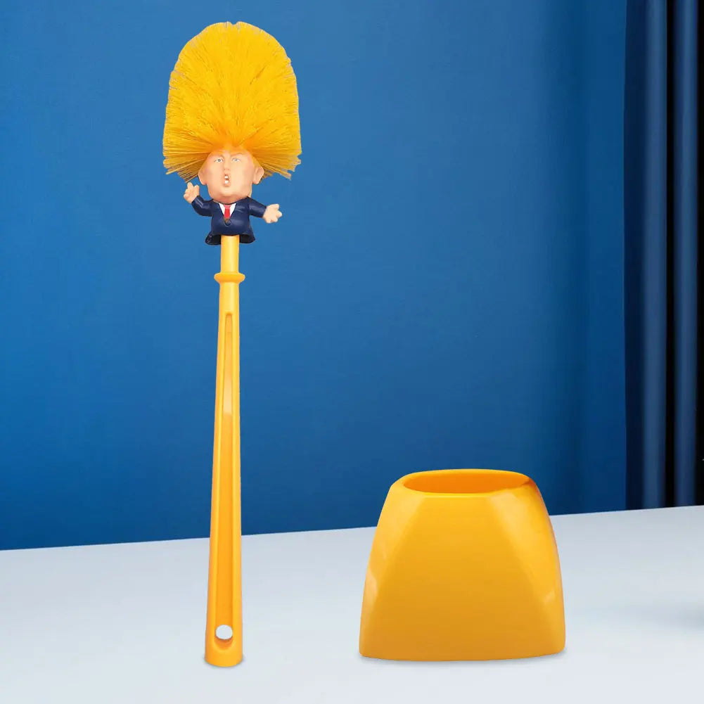 Donald Trump Toilet Cleaning Brush – Funny Trump Bathroom Brush with Holder, Novelty Gift for Bathroom Cleaning