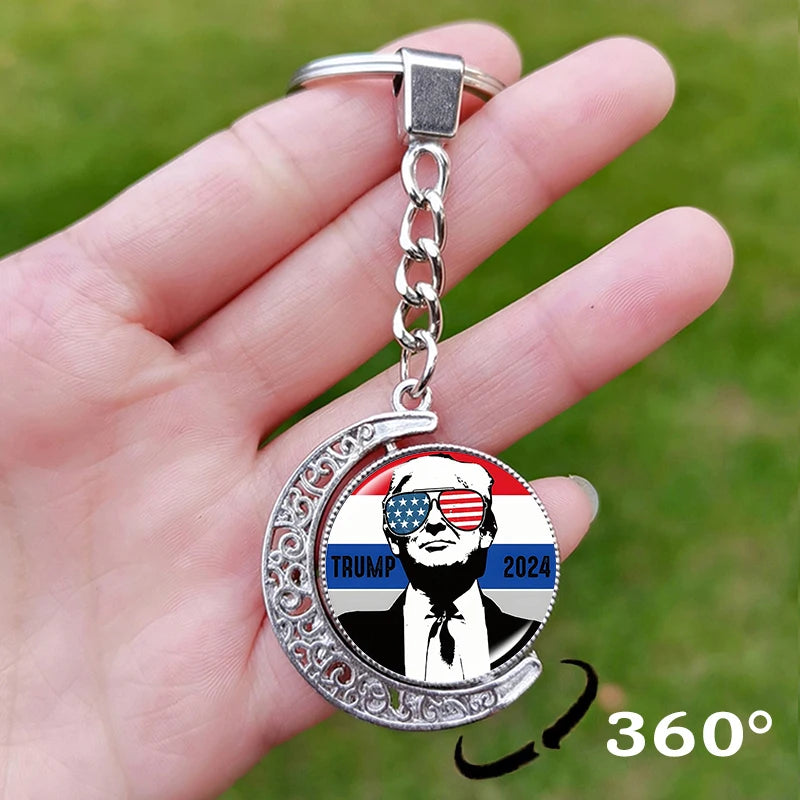 Trump Flag 2024 Keychain - Never Stop Fighting, Make America Great Again Souvenir