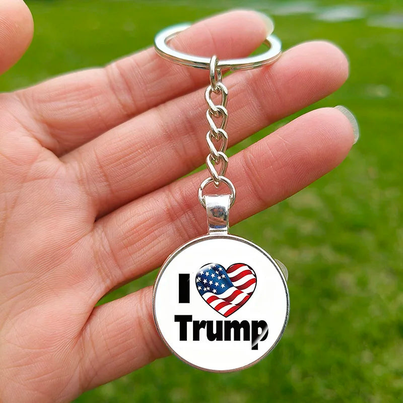 Trump Flag 2024 Keychain - Never Stop Fighting, Make America Great Again Souvenir