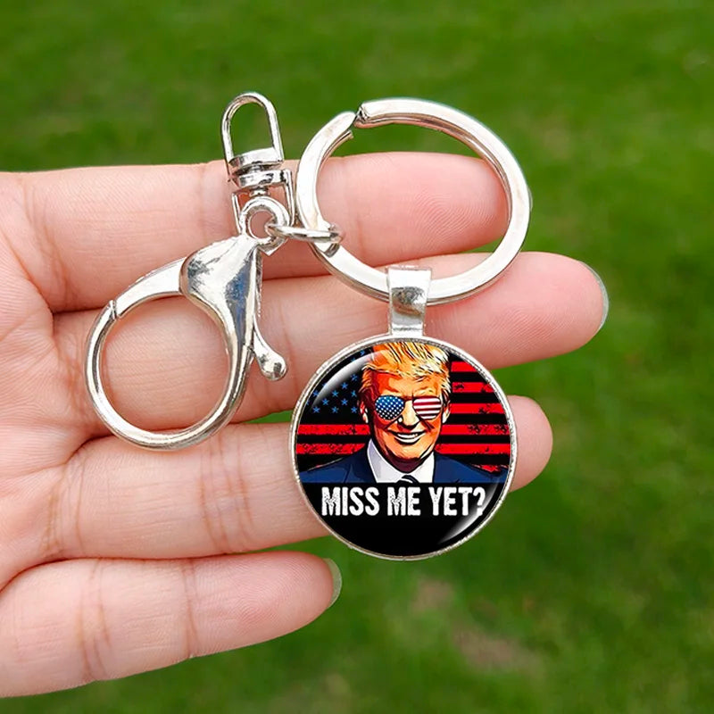 Trump Flag 2024 Keychain - Never Stop Fighting, Make America Great Again Souvenir