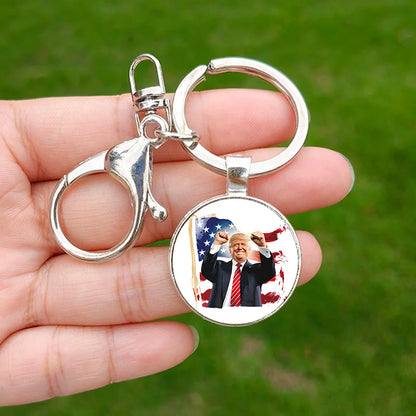 Trump Flag 2024 Keychain - Never Stop Fighting, Make America Great Again Souvenir