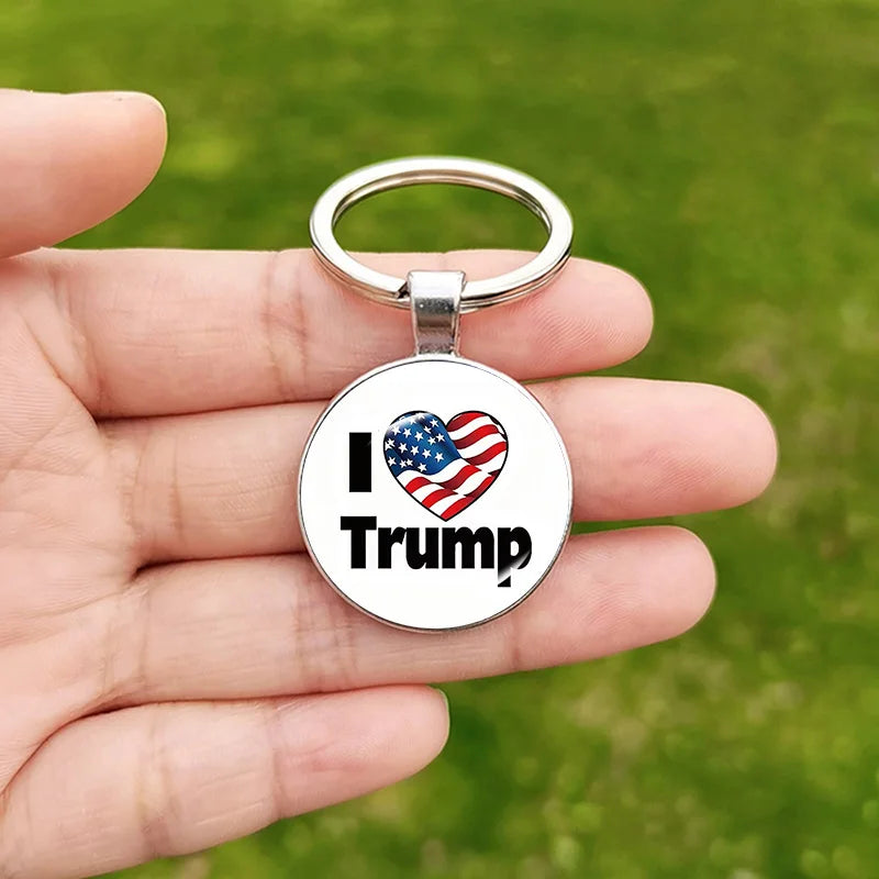 Trump Flag 2024 Keychain - Never Stop Fighting, Make America Great Again Souvenir