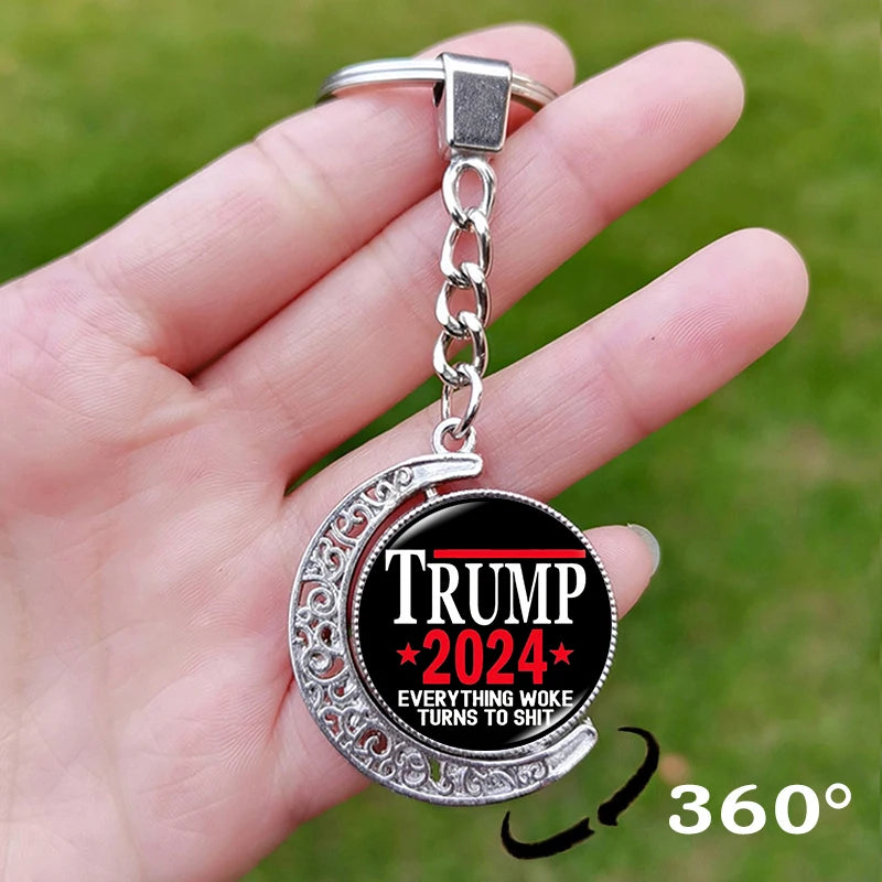 Trump Flag 2024 Keychain - Never Stop Fighting, Make America Great Again Souvenir