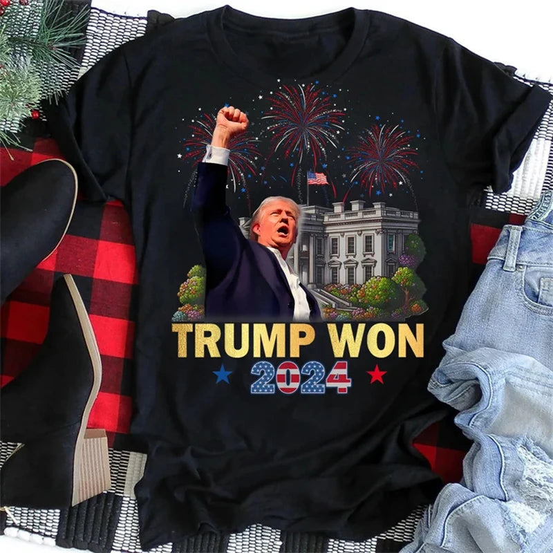 Trump Won 2024 T-shirt - Men & Women Presidential White House 3D Printed Crewneck Oversized Tee