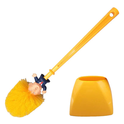 Donald Trump Toilet Cleaning Brush – Funny Trump Bathroom Brush with Holder, Novelty Gift for Bathroom Cleaning