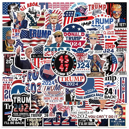 50pcs American Trump Stickers - Fun Graffiti Decals for Your Laptop, Skateboard, Luggage & More