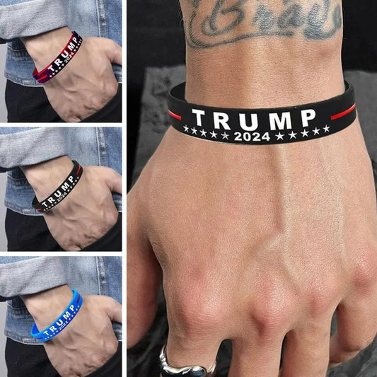 Trump 2024 Silicone Bracelet – Campaign Wristband, Election Merchandise & Inspirational Voter Gift