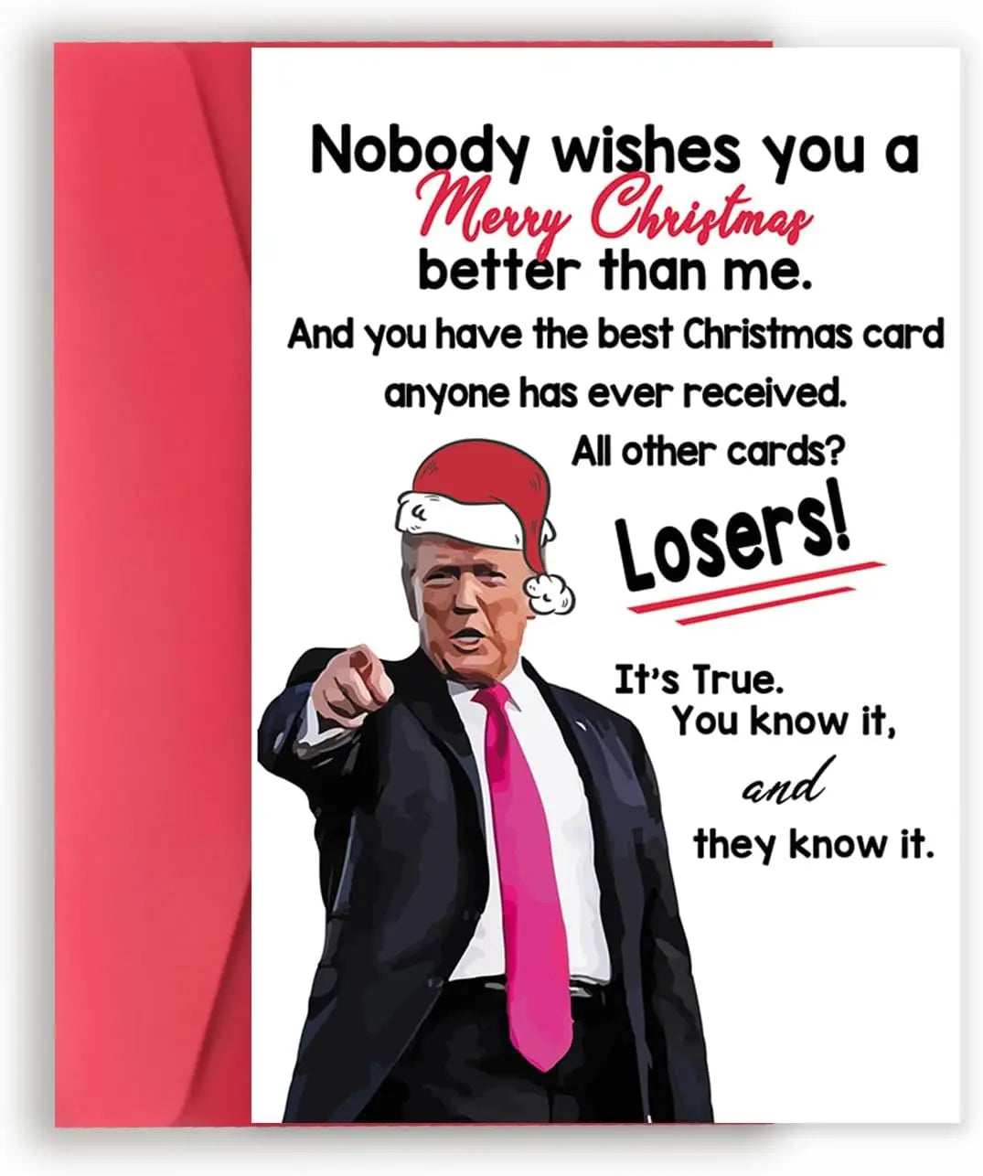 Festive Merry Christmas Card with Humor, Trump-Themed Holiday Greeting Xmas Card for Parents, Friends, and Family