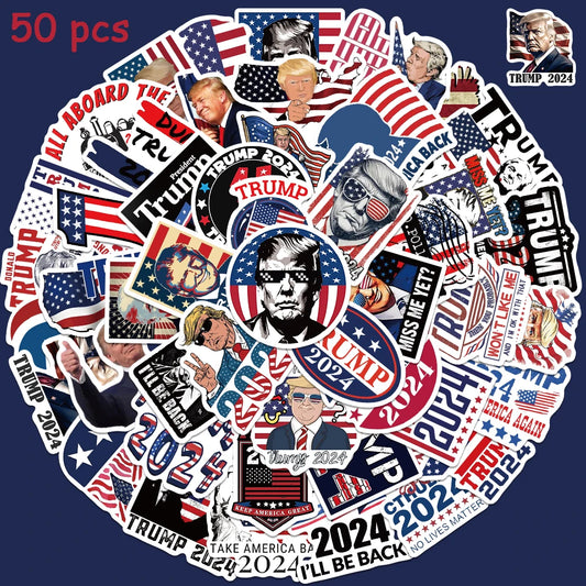 50pcs American Trump Stickers - Fun Graffiti Decals for Your Laptop, Skateboard, Luggage & More