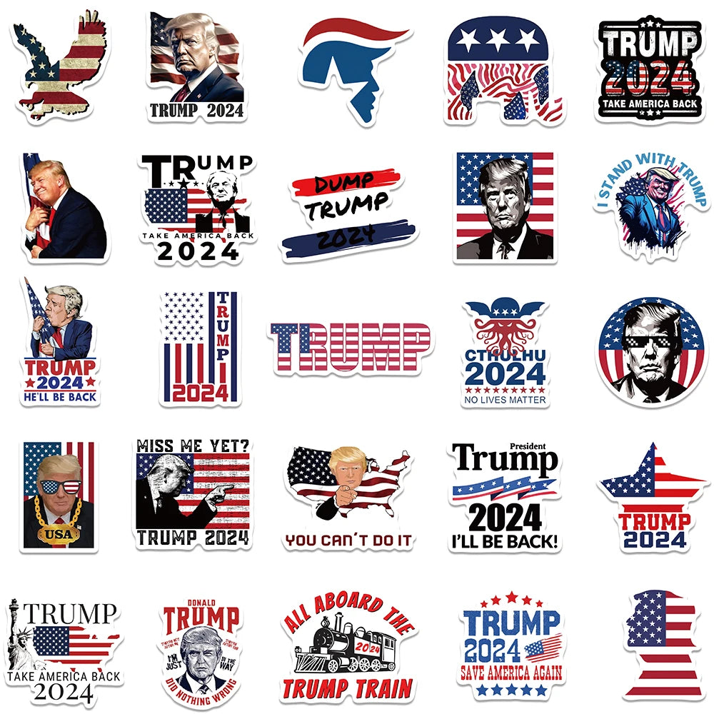 50pcs American Trump Stickers - Fun Graffiti Decals for Your Laptop, Skateboard, Luggage & More