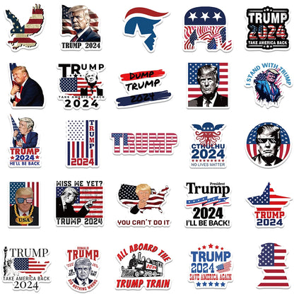 50pcs American Trump Stickers - Fun Graffiti Decals for Your Laptop, Skateboard, Luggage & More