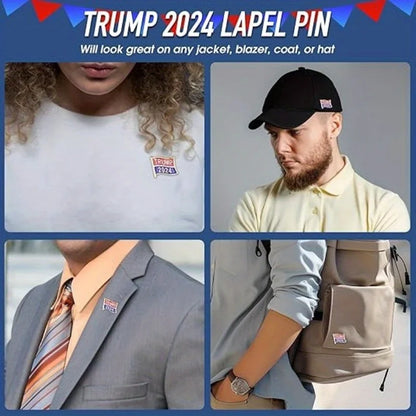 Trump for President 2024 Enamel Lapel Pin – Zinc Alloy, Trendy Brooch Gift for Supporters