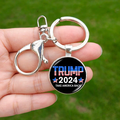 Trump Flag 2024 Keychain - Never Stop Fighting, Make America Great Again Souvenir