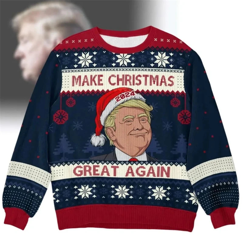 Donald Trump 3D Print Christmas Sweatshirt - Funny Christmas Design