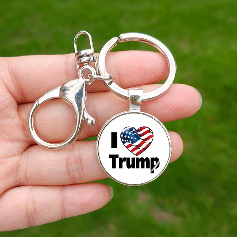 Trump Flag 2024 Keychain - Never Stop Fighting, Make America Great Again Souvenir