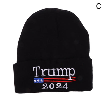 Donald Trump 2024 Campaign Knitted Hat – American Flag Beanie for Men & Women, Warm Winter Skull Cap