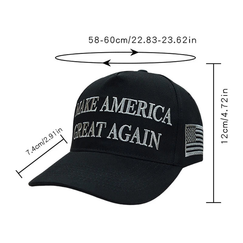 Dark MAGA Hat – All Black Trump 45/47th USA Embroidered Baseball Cap, Adjustable 'Never Surrender' Trump Hat