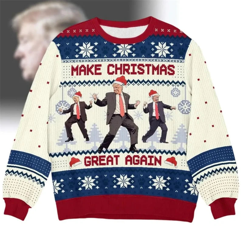 Donald Trump 3D Print Christmas Sweatshirt - Funny Christmas Design