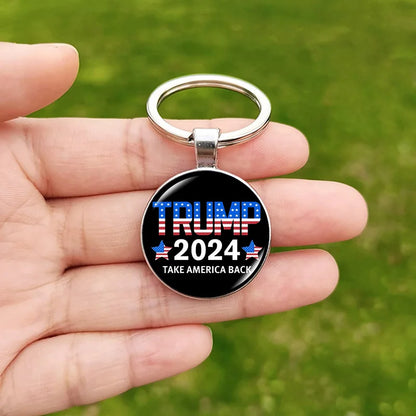 Trump Flag 2024 Keychain - Never Stop Fighting, Make America Great Again Souvenir