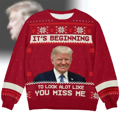 Donald Trump 3D Print Christmas Sweatshirt - Funny Christmas Design