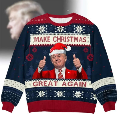 Donald Trump 3D Print Christmas Sweatshirt - Funny Christmas Design