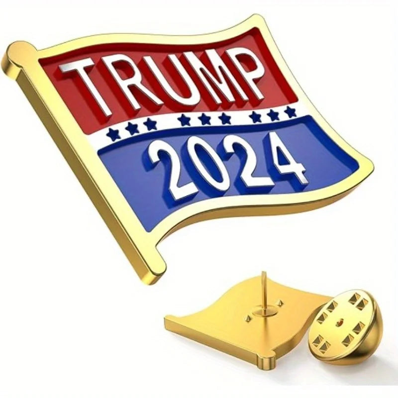 Trump for President 2024 Enamel Lapel Pin – Zinc Alloy, Trendy Brooch Gift for Supporters