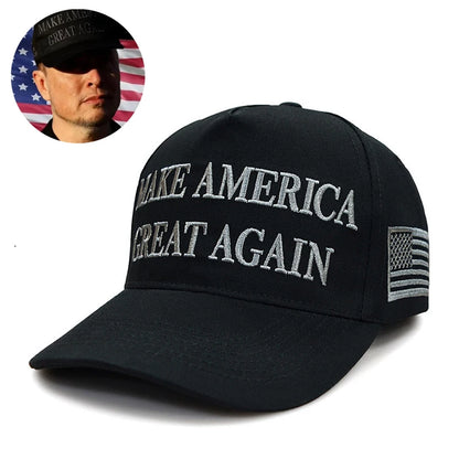 Dark MAGA Hat – All Black Trump 45/47th USA Embroidered Baseball Cap, Adjustable 'Never Surrender' Trump Hat