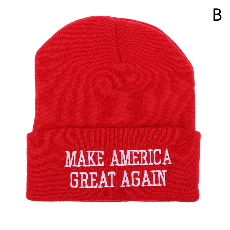 Donald Trump 2024 Campaign Knitted Hat – American Flag Beanie for Men & Women, Warm Winter Skull Cap