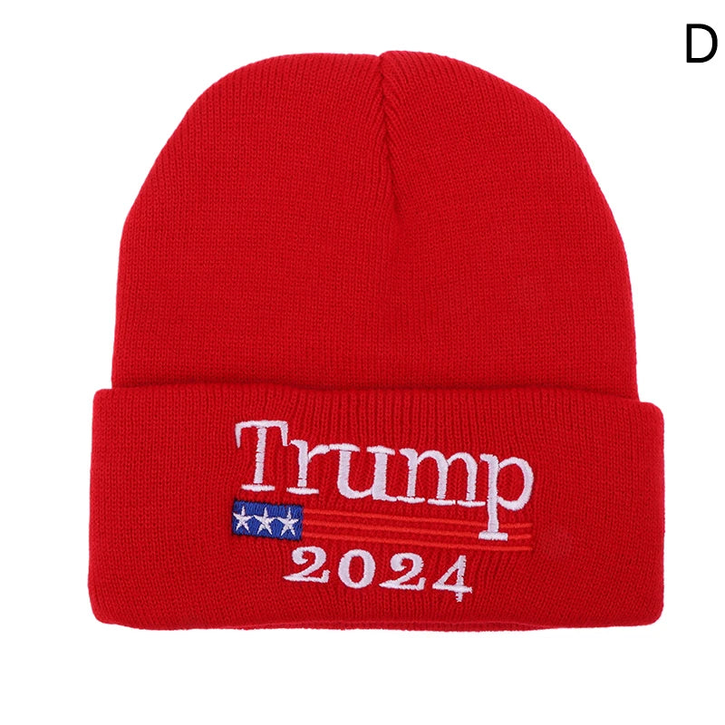 Donald Trump 2024 Campaign Knitted Hat – American Flag Beanie for Men & Women, Warm Winter Skull Cap